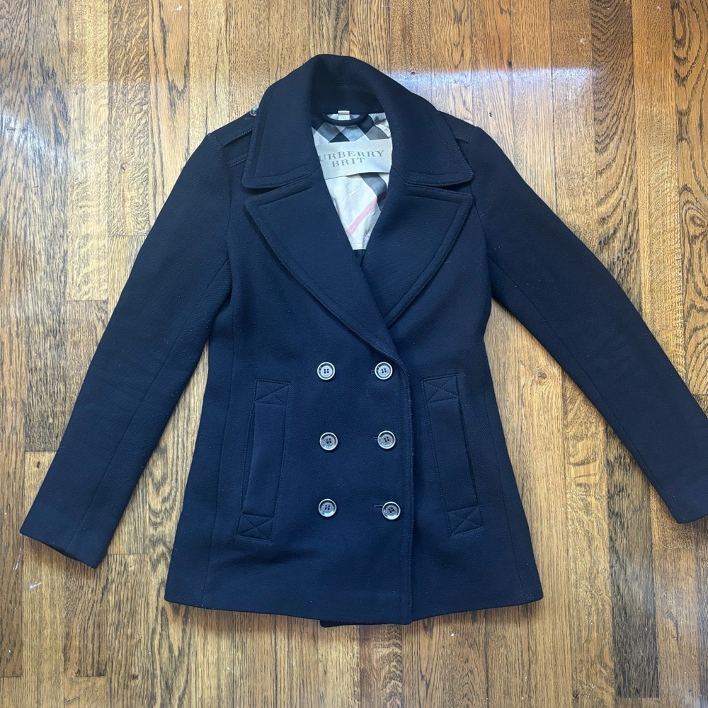 Burberry Double-Breasted Black Peacoat